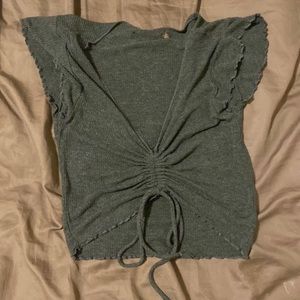 grey drawstring croptop